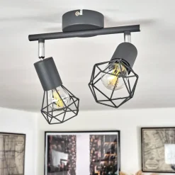 Plafonnier Baripada Chrome, Gris, 2 Lumieres