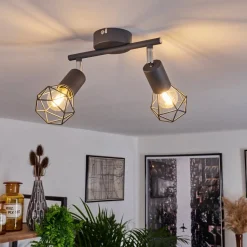 Plafonnier Baripada Chrome, Gris, 2 Lumieres