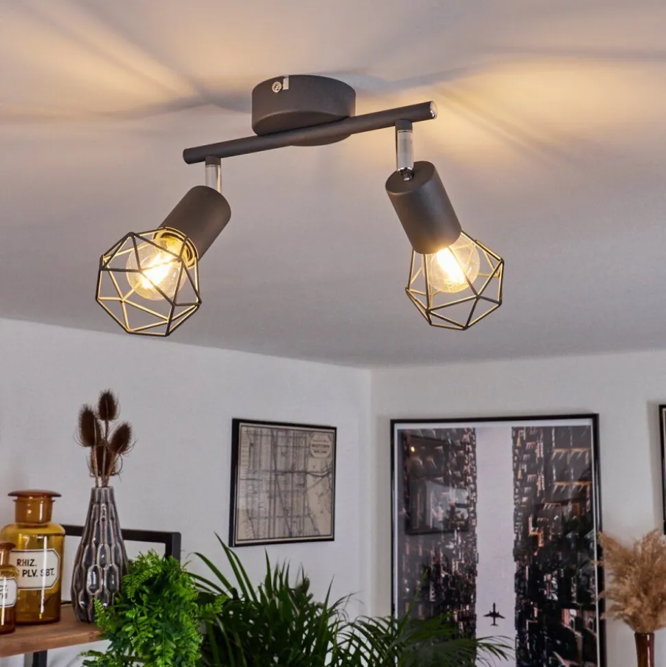 Plafonnier Baripada Chrome, Gris, 2 Lumieres