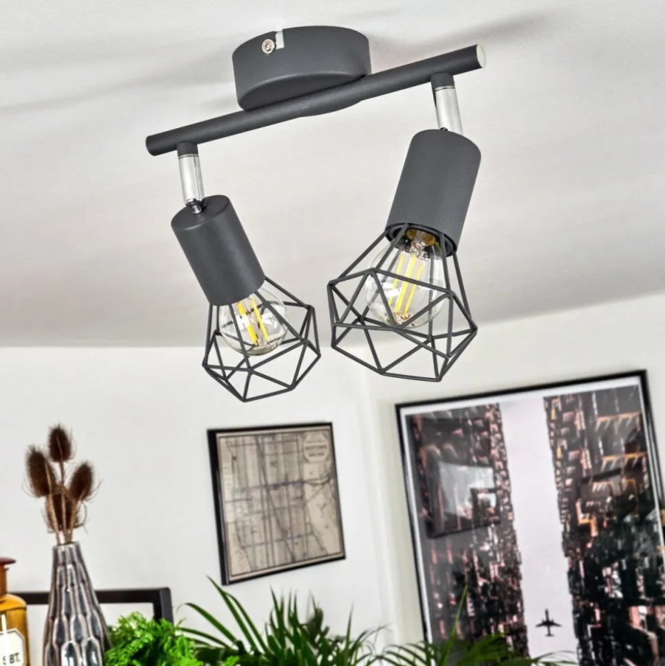 Plafonnier Baripada Chrome, Gris, 2 Lumieres