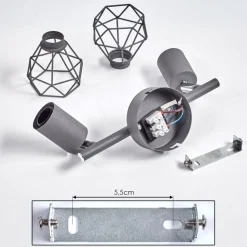 Plafonnier Baripada Chrome, Gris, 2 Lumieres