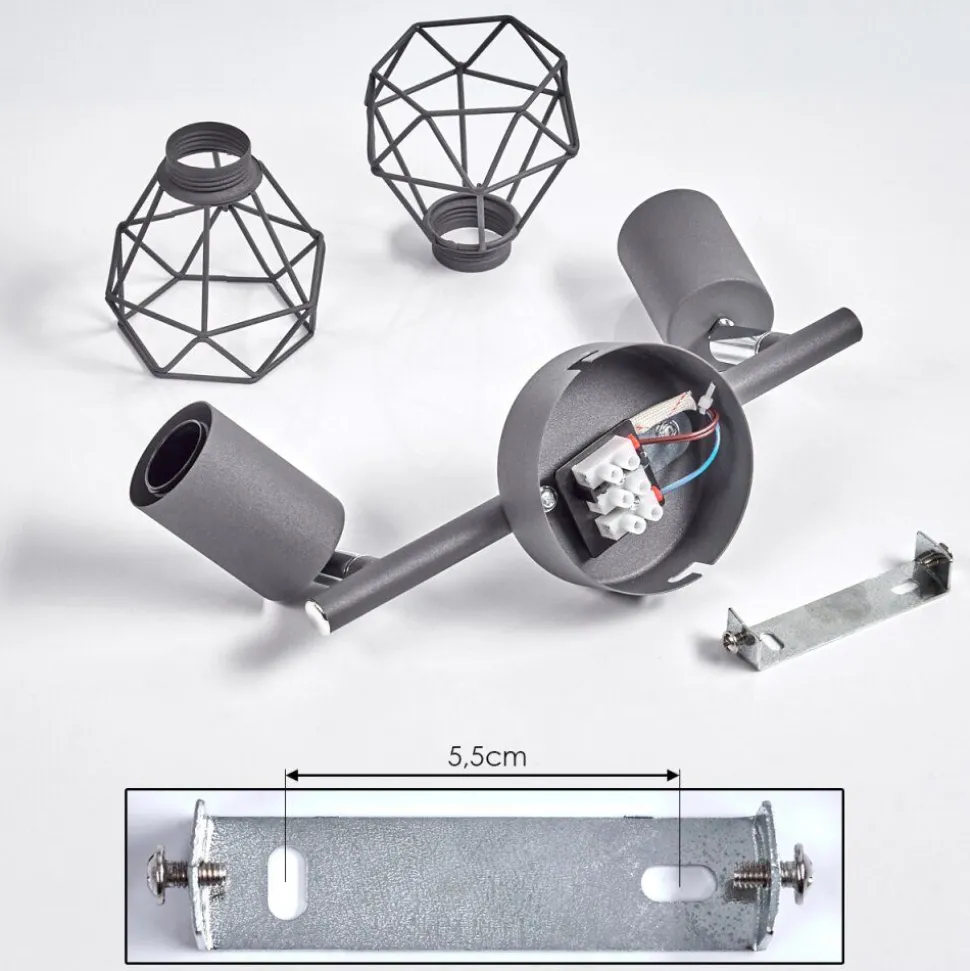 Plafonnier Baripada Chrome, Gris, 2 Lumieres