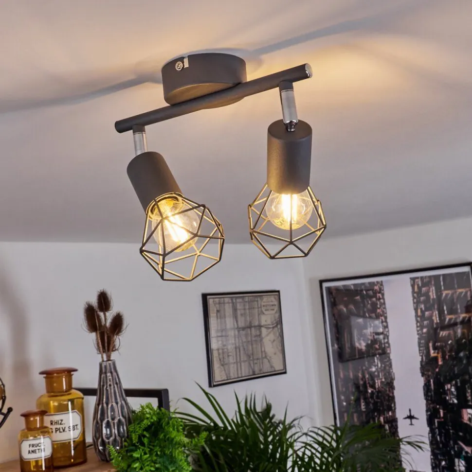 Plafonnier Baripada Chrome, Gris, 2 Lumieres