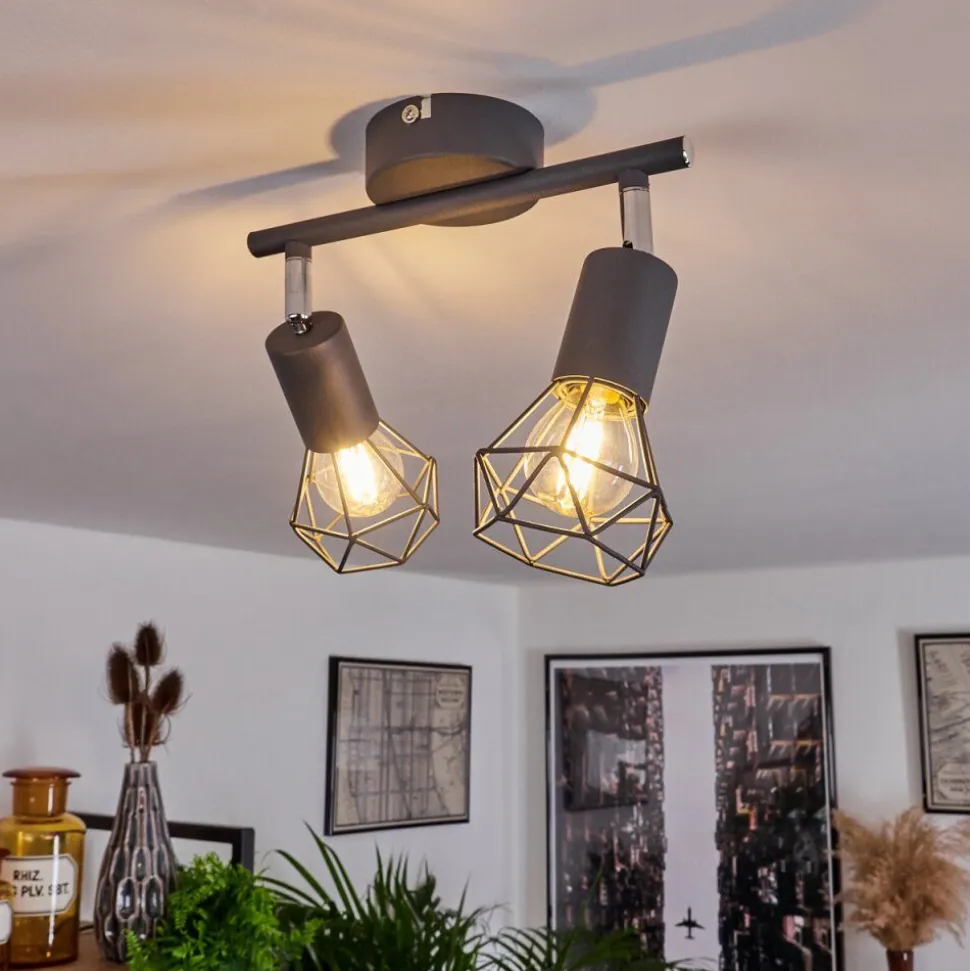 Plafonnier Baripada Chrome, Gris, 2 Lumieres