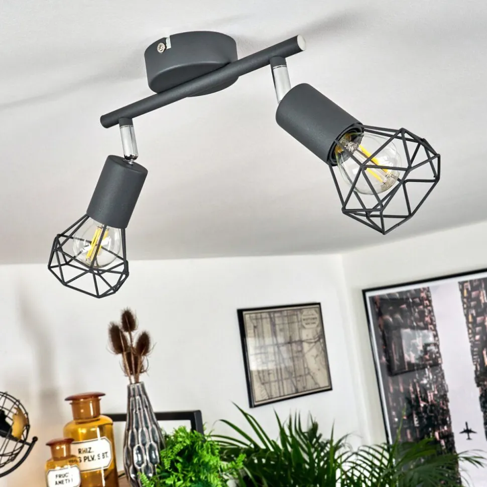 Plafonnier Baripada Chrome, Gris, 2 Lumieres