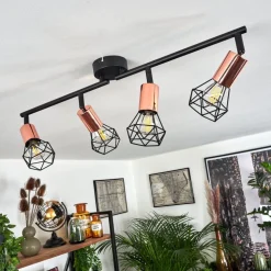 Plafonnier Baripada Noir, 4 Lumieres