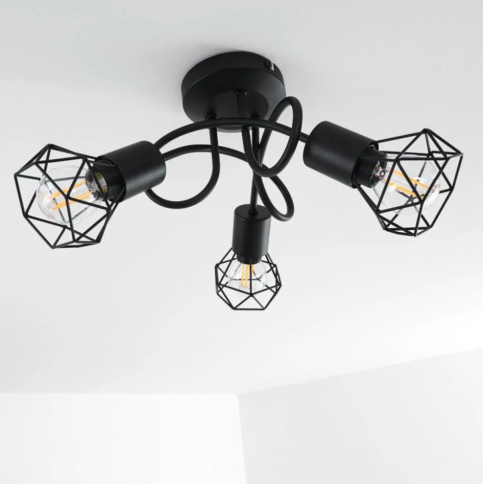 Plafonnier Baripada Noir, 3 Lumieres
