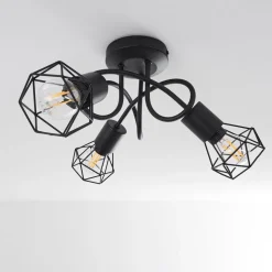 Plafonnier Baripada Noir, 3 Lumieres