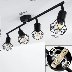 Plafonnier Baripada Noir, 4 Lumieres