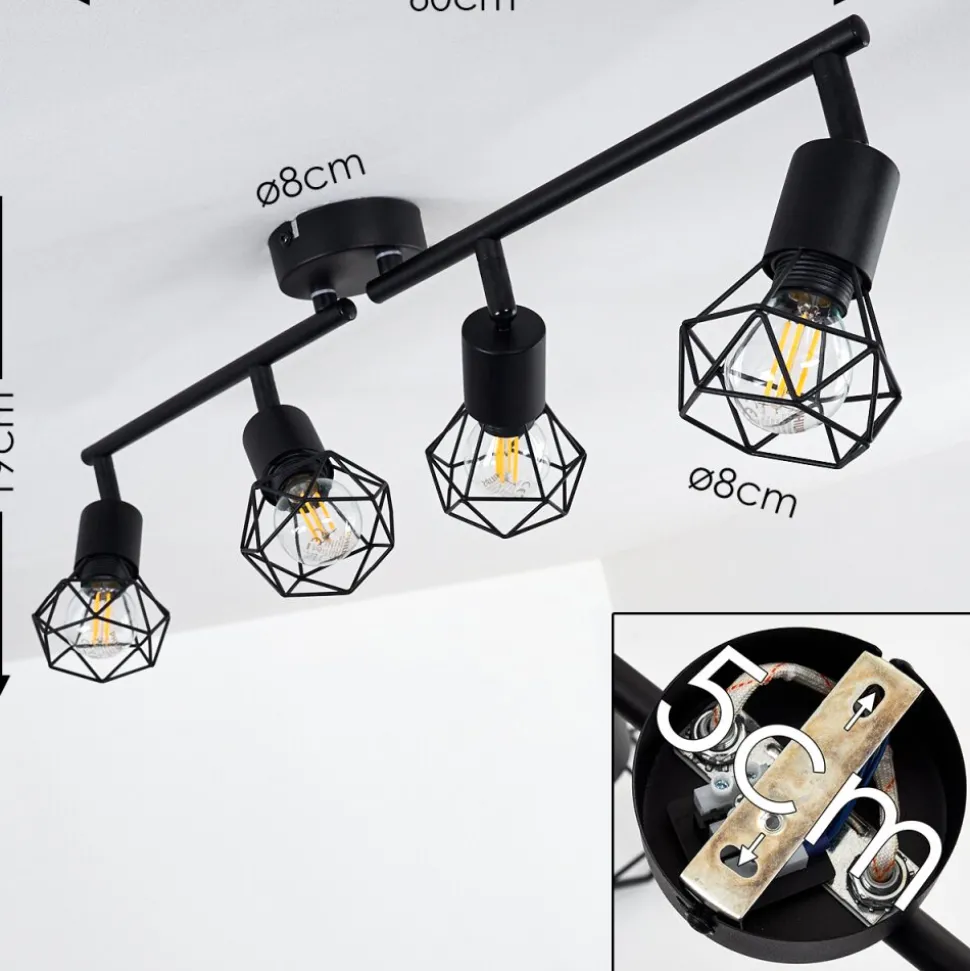 Plafonnier Baripada Noir, 4 Lumieres