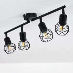 Plafonnier Baripada Noir, 4 Lumieres