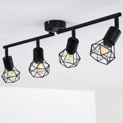 Plafonnier Baripada Noir, 4 Lumieres