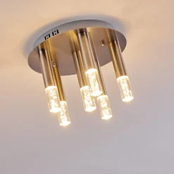 Plafonnier Basvuly Led Nickel Mat, 6 Lumieres