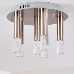 Plafonnier Basvuly Led Nickel Mat, 6 Lumieres