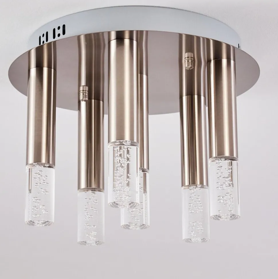 Plafonnier Basvuly Led Nickel Mat, 6 Lumieres