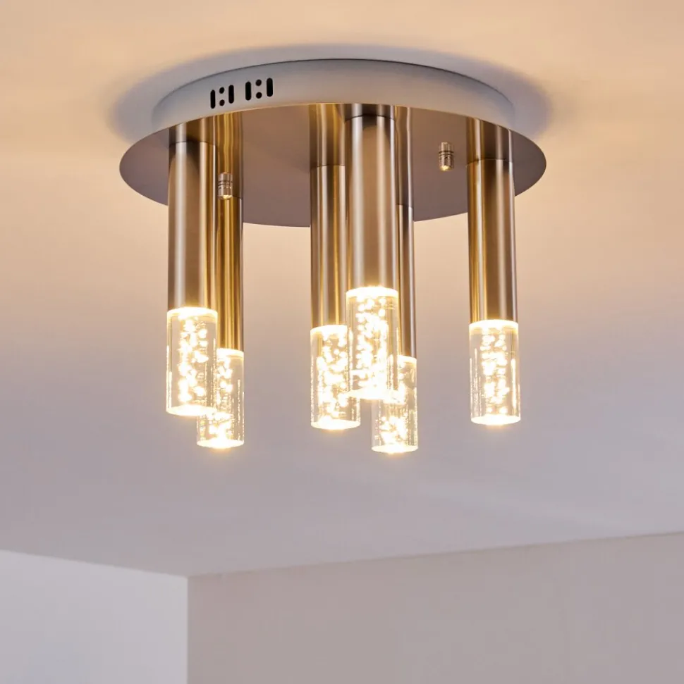 Plafonnier Basvuly Led Nickel Mat, 6 Lumieres