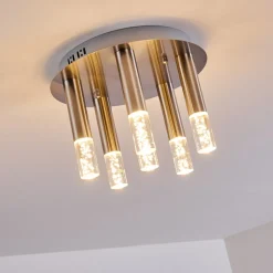 Plafonnier Basvuly Led Nickel Mat, 6 Lumieres