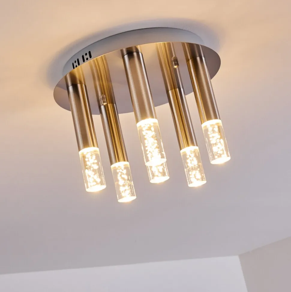 Plafonnier Basvuly Led Nickel Mat, 6 Lumieres