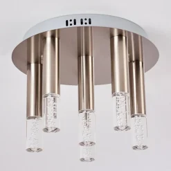 Plafonnier Basvuly Led Nickel Mat, 6 Lumieres