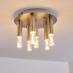 Plafonnier Basvuly Led Nickel Mat, 6 Lumieres
