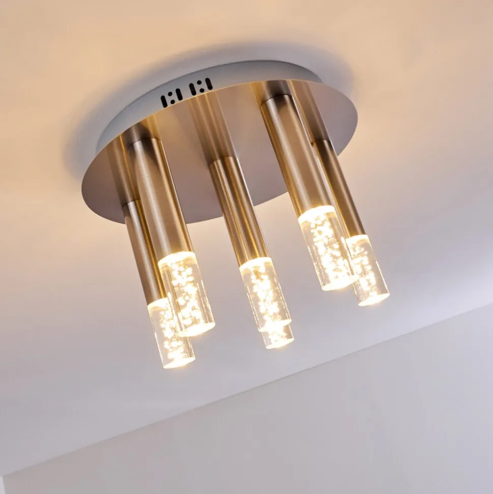 Plafonnier Basvuly Led Nickel Mat, 6 Lumieres