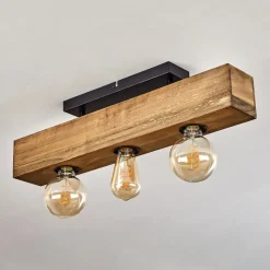Plafonnier Berat Brun, Noir, 3 Lumieres