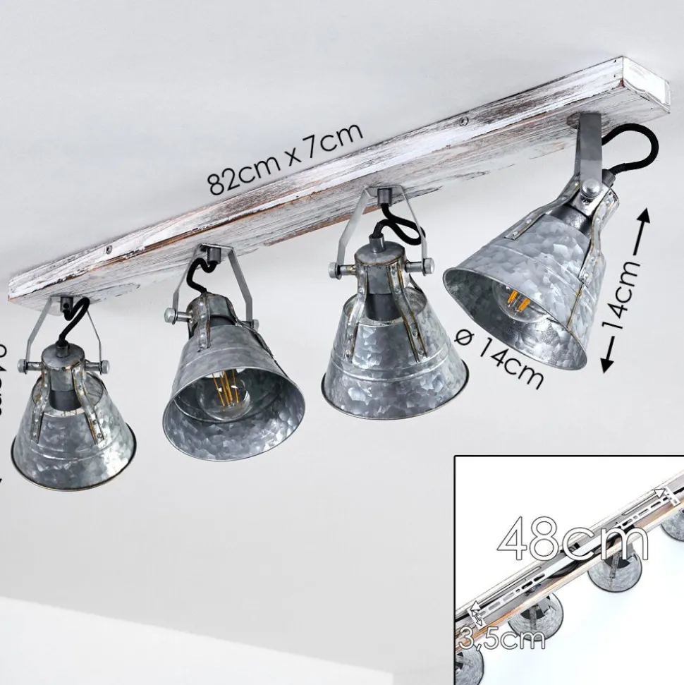 Plafonnier Berkeley Bois Clair, Zingue, 4 Lumieres