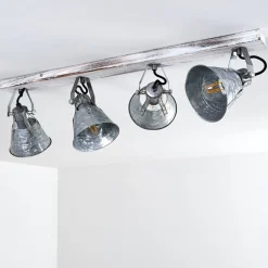 Plafonnier Berkeley Bois Clair, Zingue, 4 Lumieres