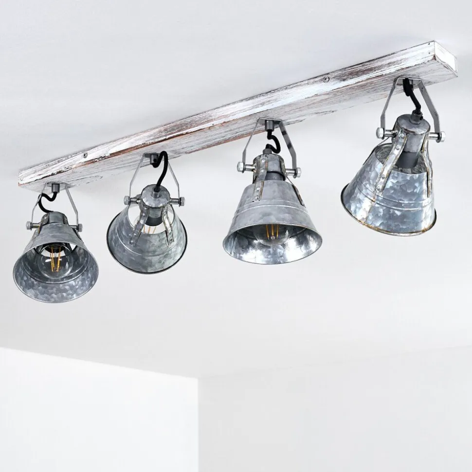 Plafonnier Berkeley Bois Clair, Zingue, 4 Lumieres