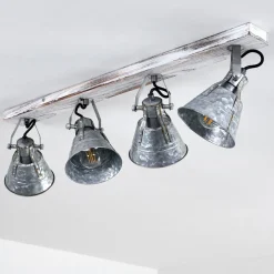 Plafonnier Berkeley Bois Clair, Zingue, 4 Lumieres