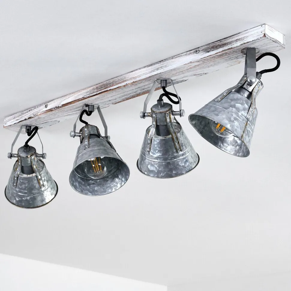 Plafonnier Berkeley Bois Clair, Zingue, 4 Lumieres