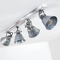 Plafonnier Berkeley Bois Clair, Zingue, 4 Lumieres