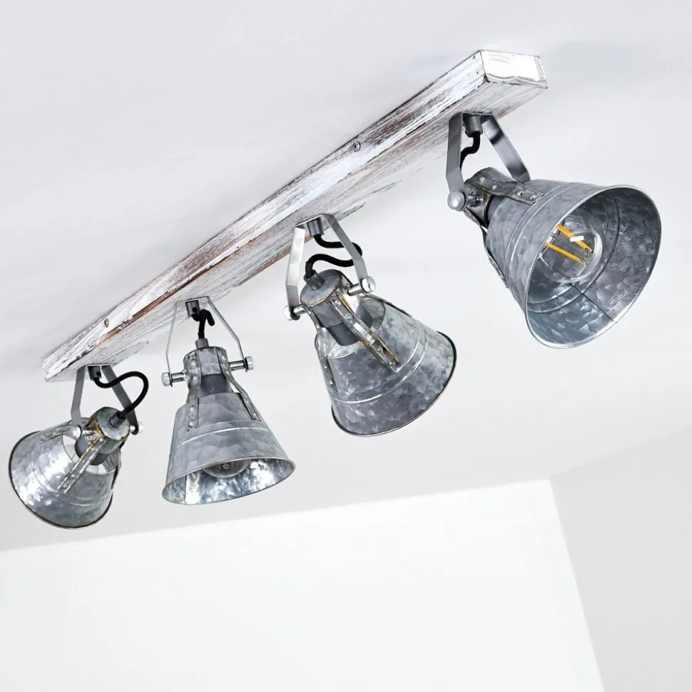 Plafonnier Berkeley Bois Clair, Zingue, 4 Lumieres