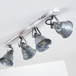 Plafonnier Berkeley Bois Clair, Zingue, 4 Lumieres