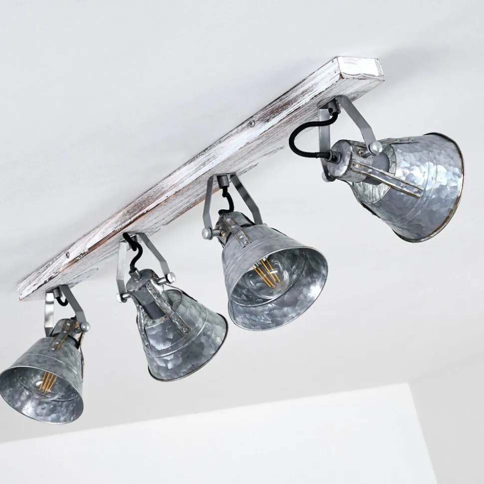 Plafonnier Berkeley Bois Clair, Zingue, 4 Lumieres