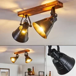 Plafonnier Berkeley Bois Fonce, Noir, 2 Lumieres
