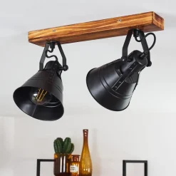 Plafonnier Berkeley Bois Fonce, Noir, 2 Lumieres