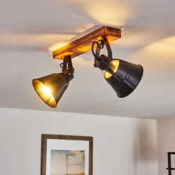 Plafonnier Berkeley Bois Fonce, Noir, 2 Lumieres