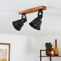 Plafonnier Berkeley Bois Fonce, Noir, 2 Lumieres