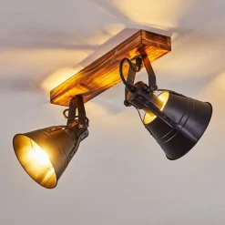 Plafonnier Berkeley Bois Fonce, Noir, 2 Lumieres
