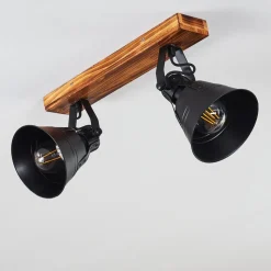 Plafonnier Berkeley Bois Fonce, Noir, 2 Lumieres