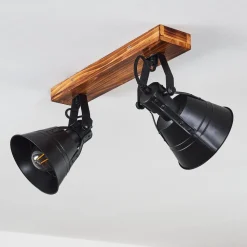 Plafonnier Berkeley Bois Fonce, Noir, 2 Lumieres