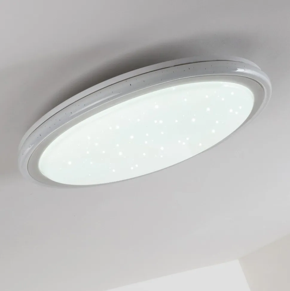 Plafonnier Bermeo Led Blanc, 2 Lumieres, Telecommandes, Changeur De Couleurs