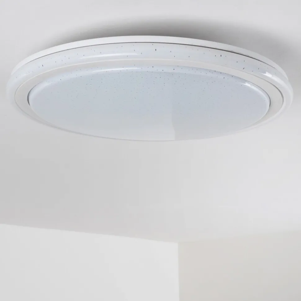 Plafonnier Bermeo Led Blanc, 2 Lumieres, Telecommandes, Changeur De Couleurs