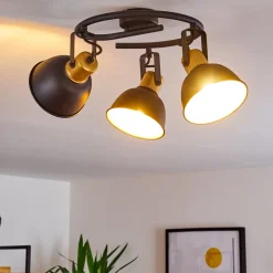 Plafonnier Blackburn Noir Dore, 3 Lumieres
