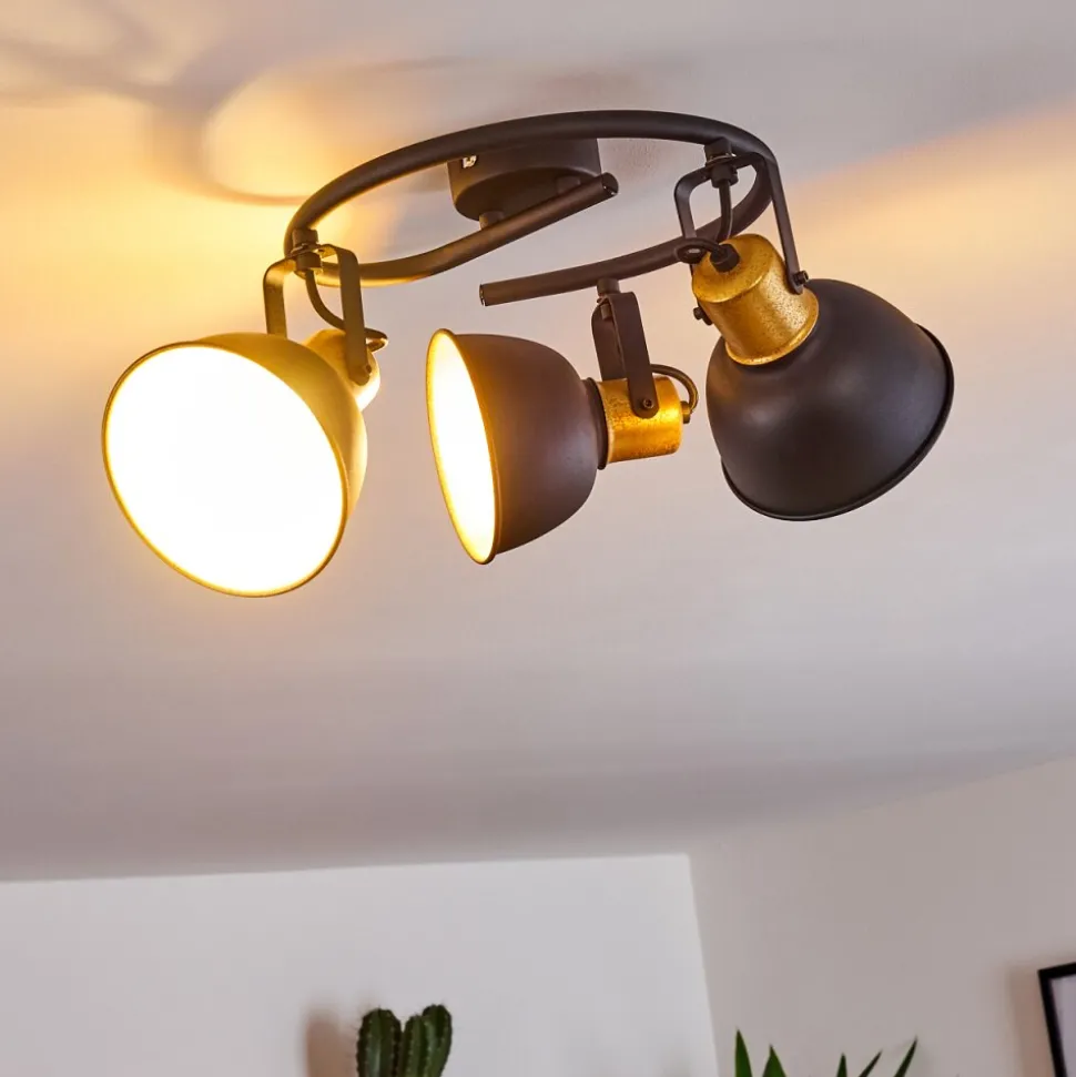 Plafonnier Blackburn Noir Dore, 3 Lumieres