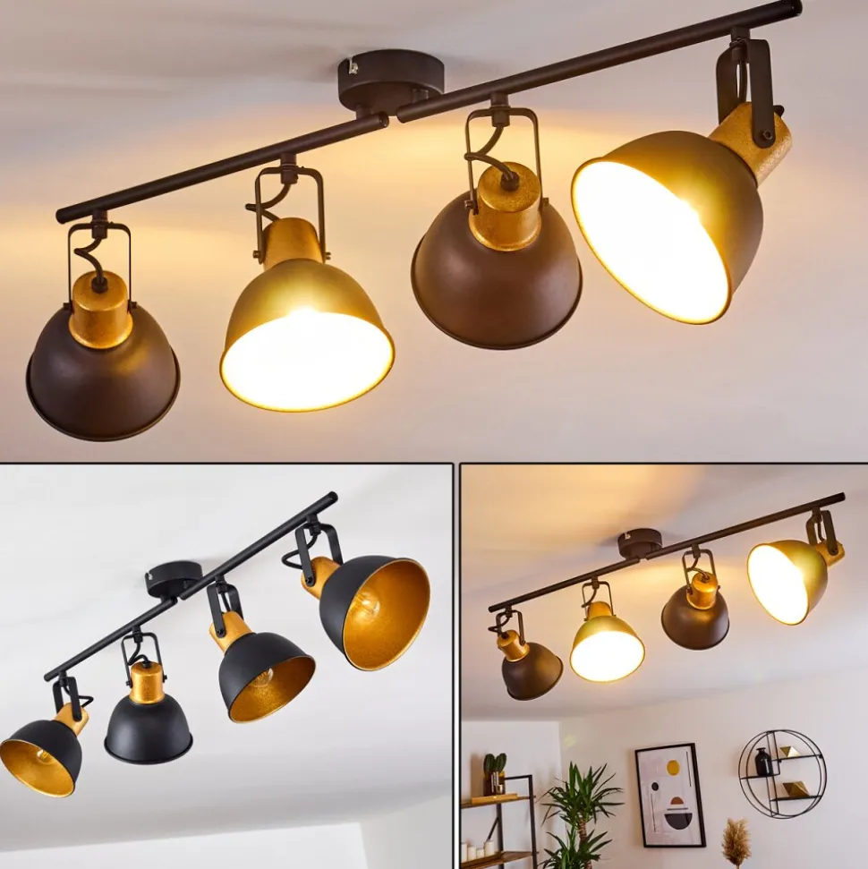 Plafonnier Blackburn Noir Dore, 4 Lumieres