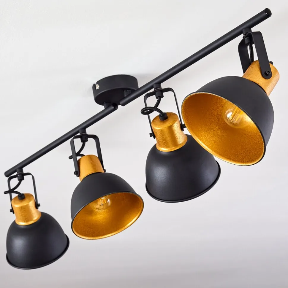 Plafonnier Blackburn Noir Dore, 4 Lumieres