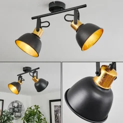 Plafonnier Borik Noir, 2 Lumieres