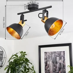 Plafonnier Borik Noir, 2 Lumieres